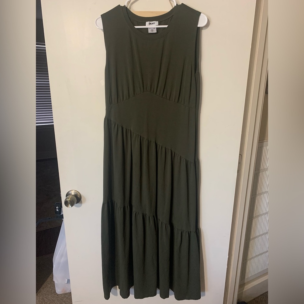 DKNY Olive Green Sleeveless Maxi Dress - Picture 2 of 3